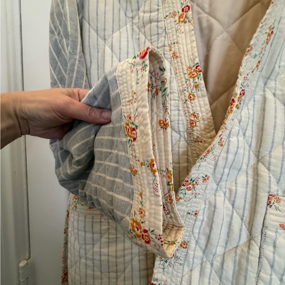 Madewell x New Denim Project Quilted Floral-Trim Jacket in Cream & Light Blue - Picture 9 of 15